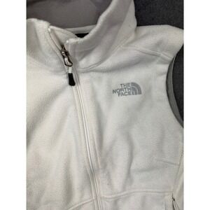 The North Face Fleece Vest Women's Small White Full Zip Logo Mock Neck Pockets